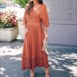 COPY - Vici | Rust Pattern Smocked Dress